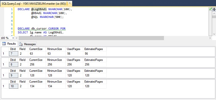 SQL Server’da Veritabanlarının Log Dosyalarını Shrink ile Küçültmek