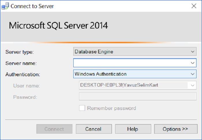 SQL Server'da Server Name Bulmak