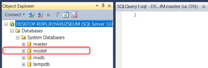 SQL Server’da Model Veritabanı