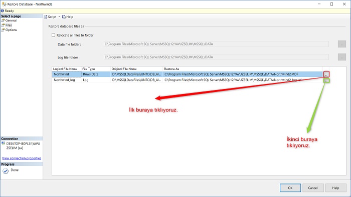 SQL Server’da Bak Dosyalarını Harici Harddiske Restore Etmek