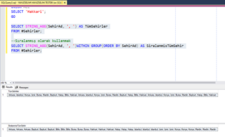 SQL Server 2017 String_Agg Fonksiyonu Kullanımı | SQL Server Eğitimleri