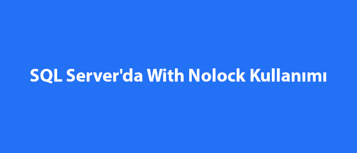 SQL Server With Nolock Kullanımı