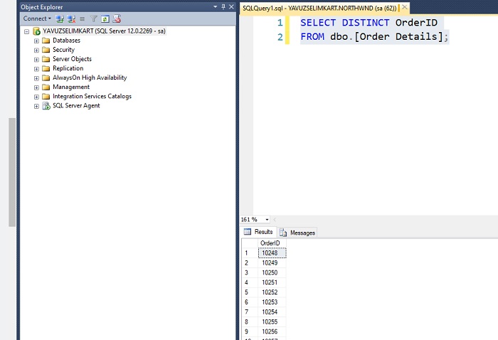 SQL Server'da Distinct ile Row_Number Fonksiyonu Kullanımı