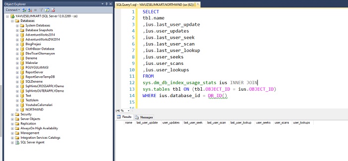 SQL Server'da Güncellenen Tabloları Listelemek