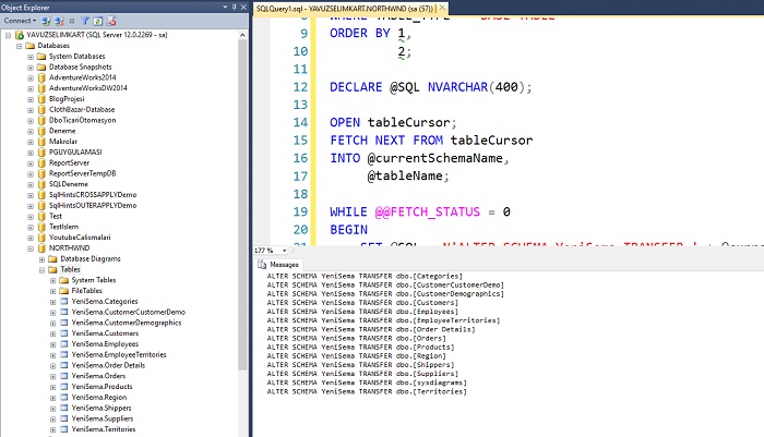 SQL Server’da Schema Adını Değiştiren Cursor