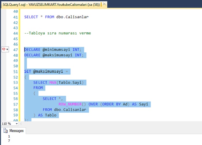 SQL Server’da ID Olmayan Tablo ile While Döngüsünün Kullanımı
