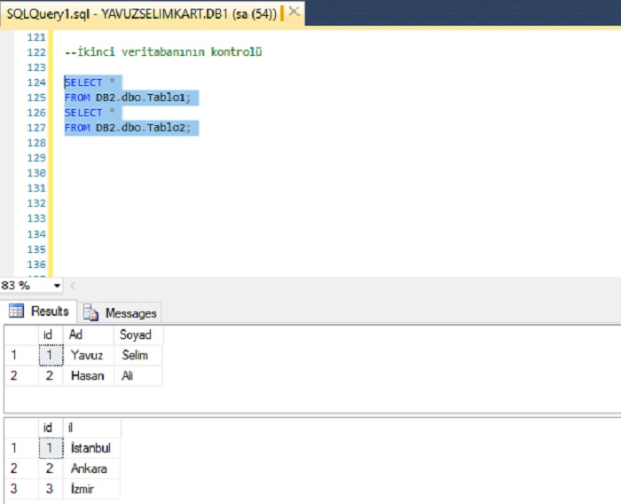 SQL Server'da İki Veritabanı Arasında Veri Aktarımı