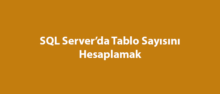 SQL Server’da Tablo Sayısını Hesaplamak