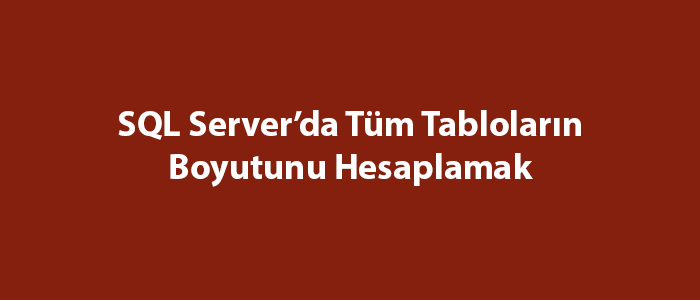 SQL Server’da Tüm Tabloların Boyutunu Hesaplamak