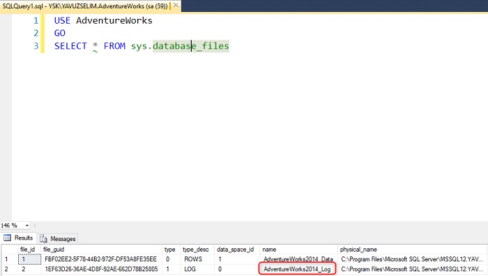 SQL Server’da Seçili Veritabanının Log Dosyasını Shrink ile Küçültmek