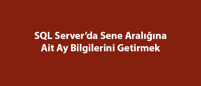 SQL Server’da Sene Aralığına Ait Ay Bilgilerini Getirmek