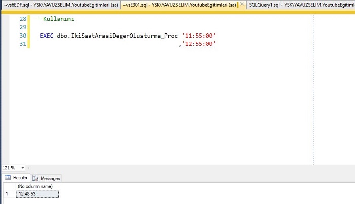 SQL Server’da Random Saat Değerleri Oluşturan Prosedür