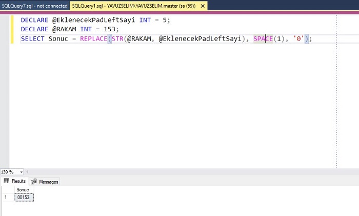 SQL Server'da Sayı Önüne İstediğimiz Kadar Sıfır Eklettirmek