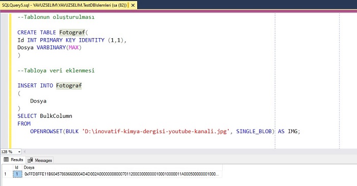 SQL Server’da Tablo İçerisinde Fotoğraf Saklamak