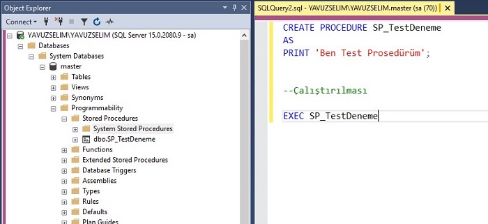 SQL Server'da Tüm Veri Tabanlarından Erişilebilen Prosedür Oluşturmak