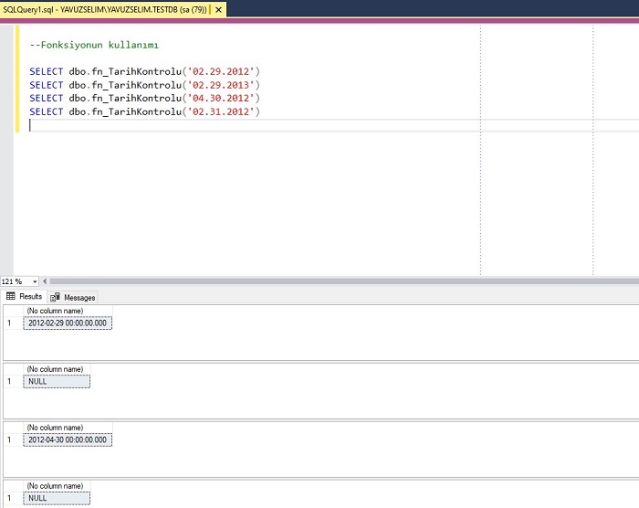 SQL Server'da Tarih Kontrolü Fonksiyonu