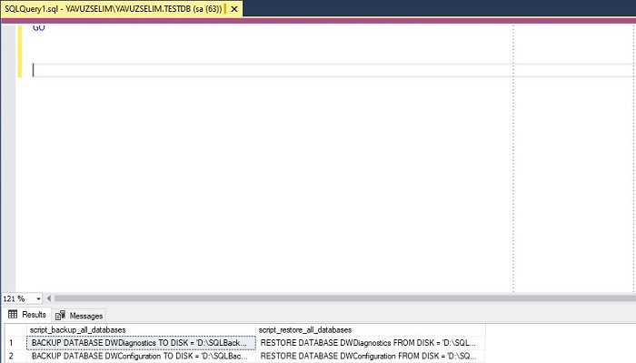 SQL Server'da Tüm Veritabanları için Backup-Restore Scripti Oluşturmak