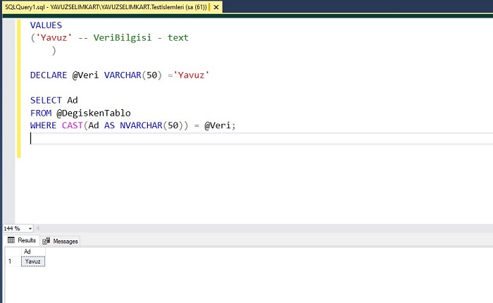 SQL Server'da The Data Types Text and Varchar are Incompatible in the Equal to Operator Hatası