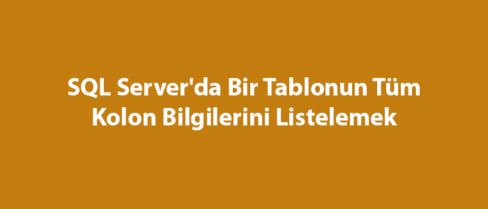 SQL Server’da Bir Tablonun Tüm Kolon Bilgilerini Listelemek