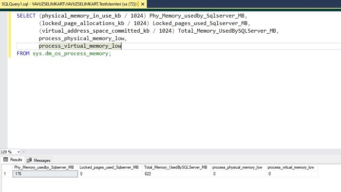 SQL Server'da Bellek Kullanımını Görüntülemek