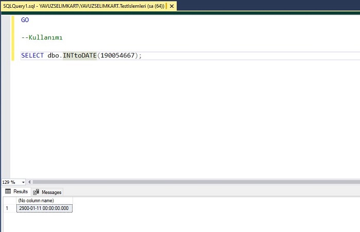 SQL Server'da Integer Veriyi Tarihe Dönüştüren Fonksiyon