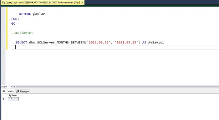 SQL Server’da Oracle MONTHS_BETWEEN Fonksiyonu Yazmak