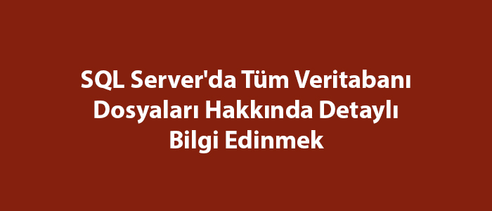 SQL Server’da Tüm Veritabanı Dosyaları Hakkında Detaylı Bilgi Edinmek