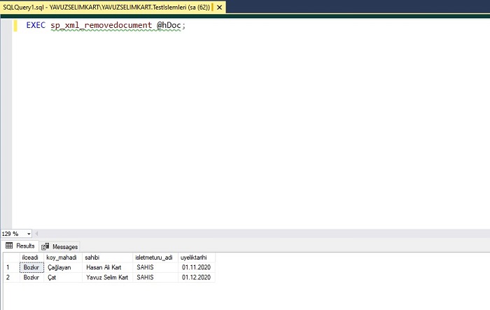 SQL Server'da XML Dosyasını Tabloya Aktarmak