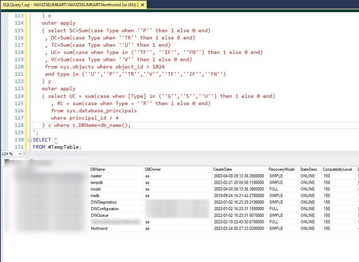 SQL Server'da Aktif Veritabanlarına Ait Bilgileri Detaylı Görüntülemek