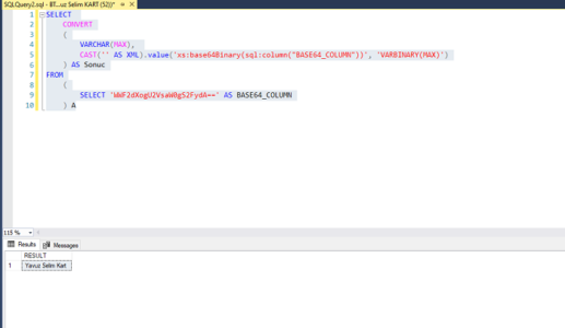 SQL Server’da Base64 Şifrelenmiş Veriyi Çözmek | SQL Server Eğitimleri