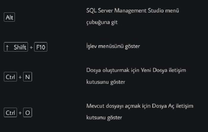 SQL Server’da En önemli 20 SQL Server Management Studio Kısayolu