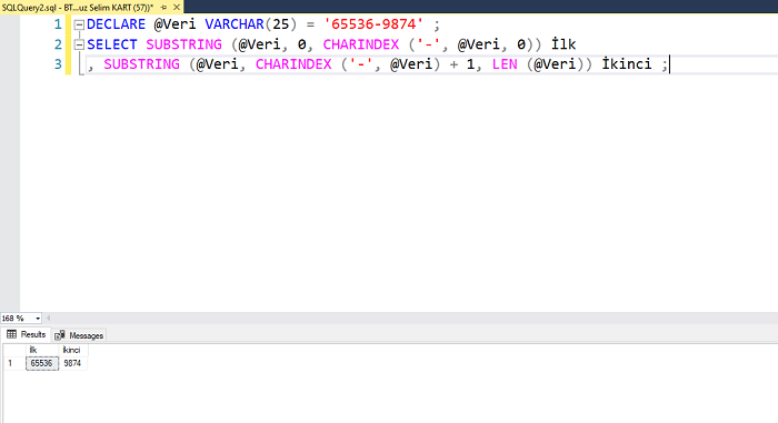 SQL Server'da Karaktere Göre Veri Parçalamak