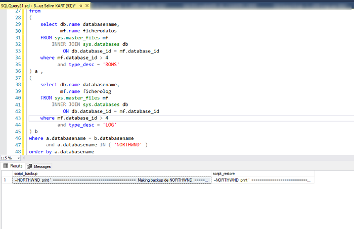 SQL Server'da Veritabanları için Dinamik Backup ve Restore Scriptleri Oluşturmak