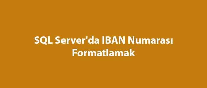 SQL Server'da IBAN Numarası Formatlamak