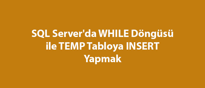 SQL Server'da WHILE Döngüsü ile TEMP Tabloya INSERT Yapmak