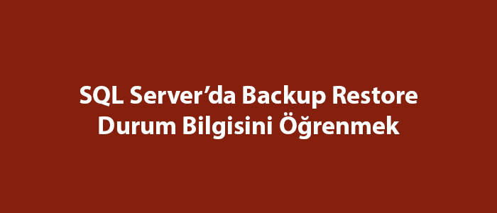 SQL Server’da Backup Restore Durum Bilgisini Öğrenmek