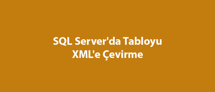 SQL Server'da Tabloyu XML'e Çevirme