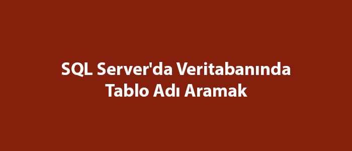 SQL Server'da Veritabanında Tablo Adı Aramak