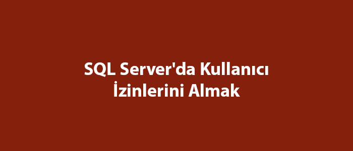 SQL Server'da Kullanıcı İzinlerini Almak